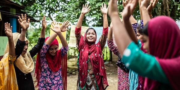 Bangladesh, a group of girls dance in a circle